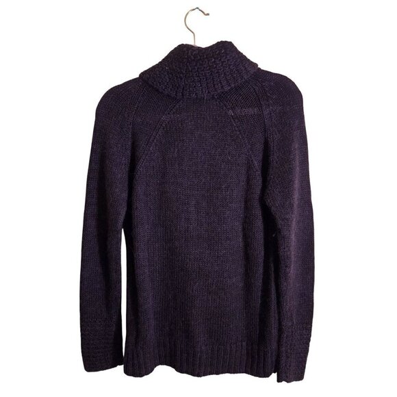 Loft Alpaca Blend Deep Plum Shawl Collar V Neck Pullover Sweater Size M - Picture 2 of 4